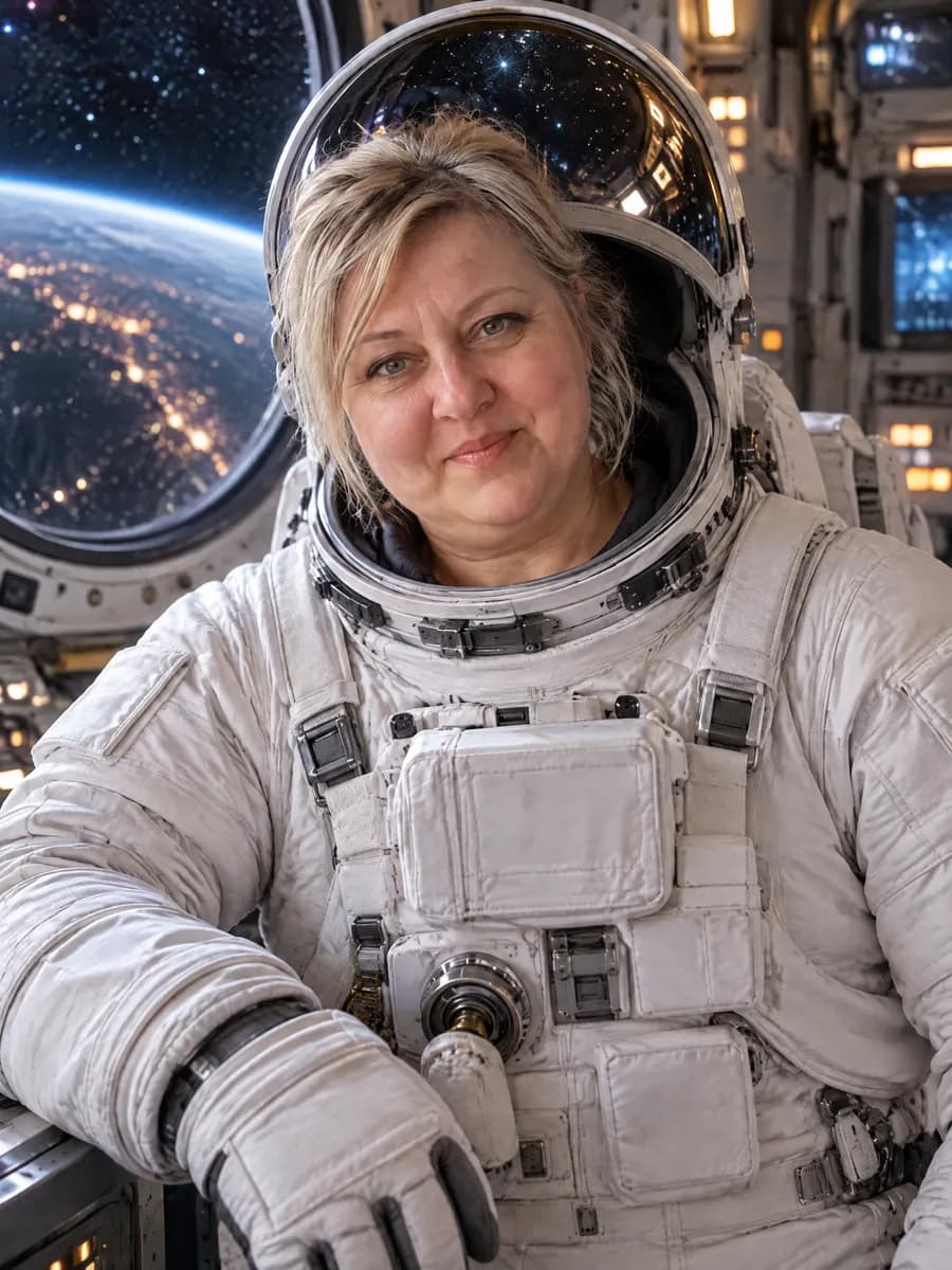 Własna sesja: Astronautka w kosmosie — zdjęcie zrobione ze zwykłego zdjęcia z telefonu