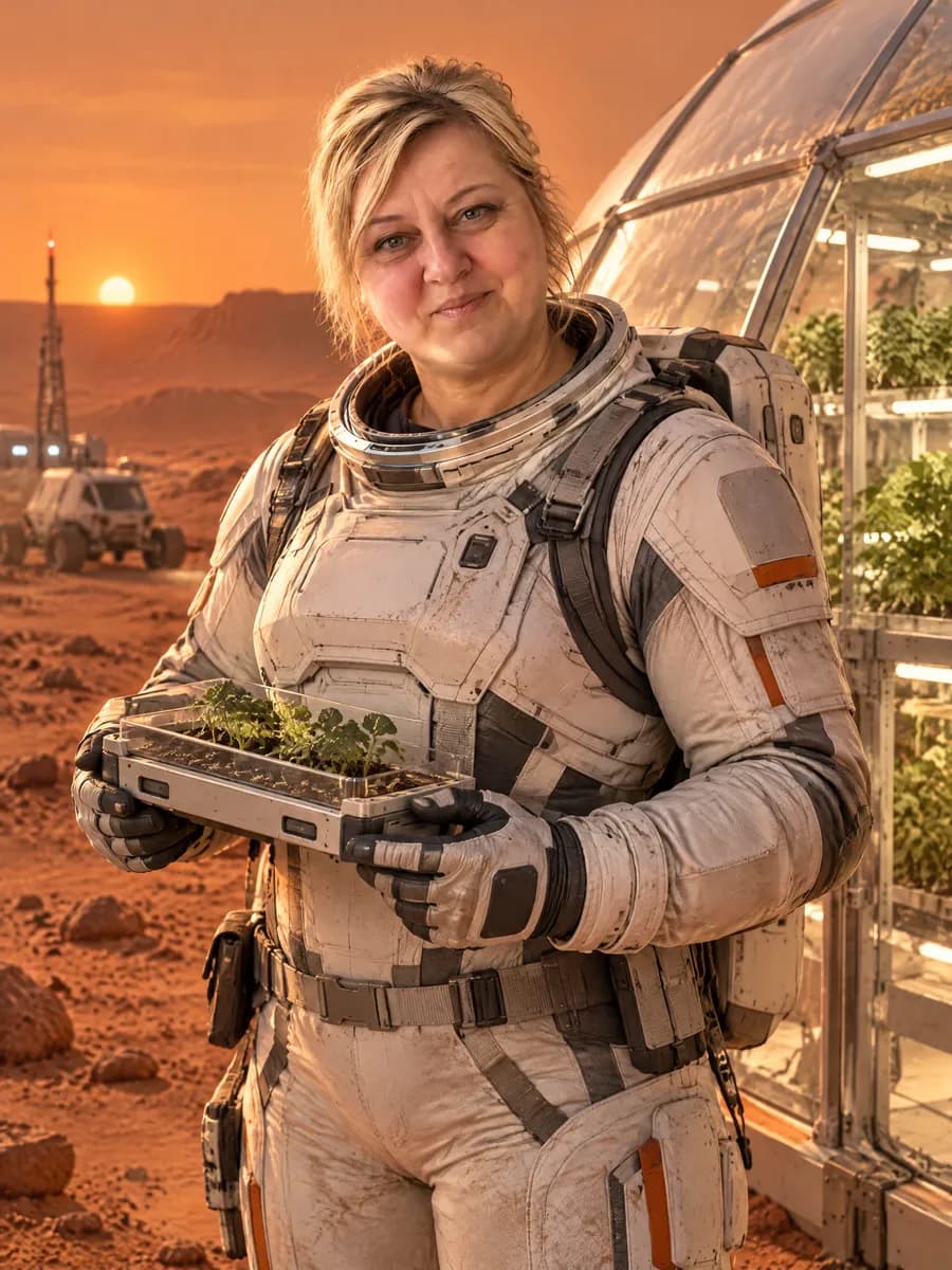 Własna sesja: Astronautka w kosmosie — zdjęcie zrobione ze zwykłego zdjęcia z telefonu