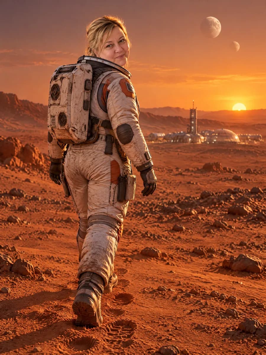 Własna sesja: Astronautka w kosmosie — zdjęcie zrobione ze zwykłego zdjęcia z telefonu